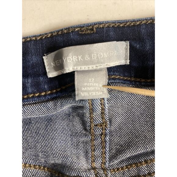 New York & Company size 12 Mid Rise Straight Leg Dark Blue Jeans Size 12 Petite - Picture 3 of 9